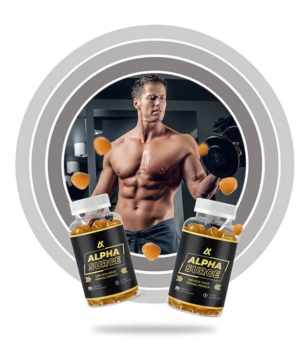 Man holding Alpha Surge bottles